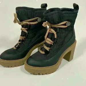 Dolce Vita Celida Lace-up Hiking Boot Lug Sole Block Heel Black Women Size 5